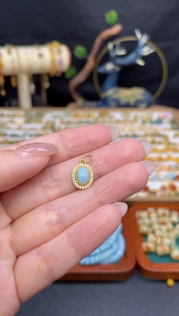 【闪购商品】针钠钙石（海纹石）吊坠(不含链)银S925镶嵌海纹石吊坠