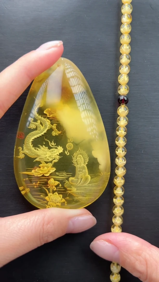 琥珀颈饰未镶嵌吊坠