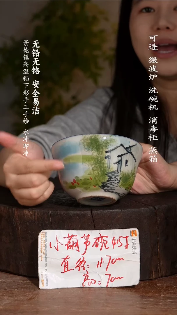 碗陶瓷景德镇高温瓷釉下彩手绘陶瓷