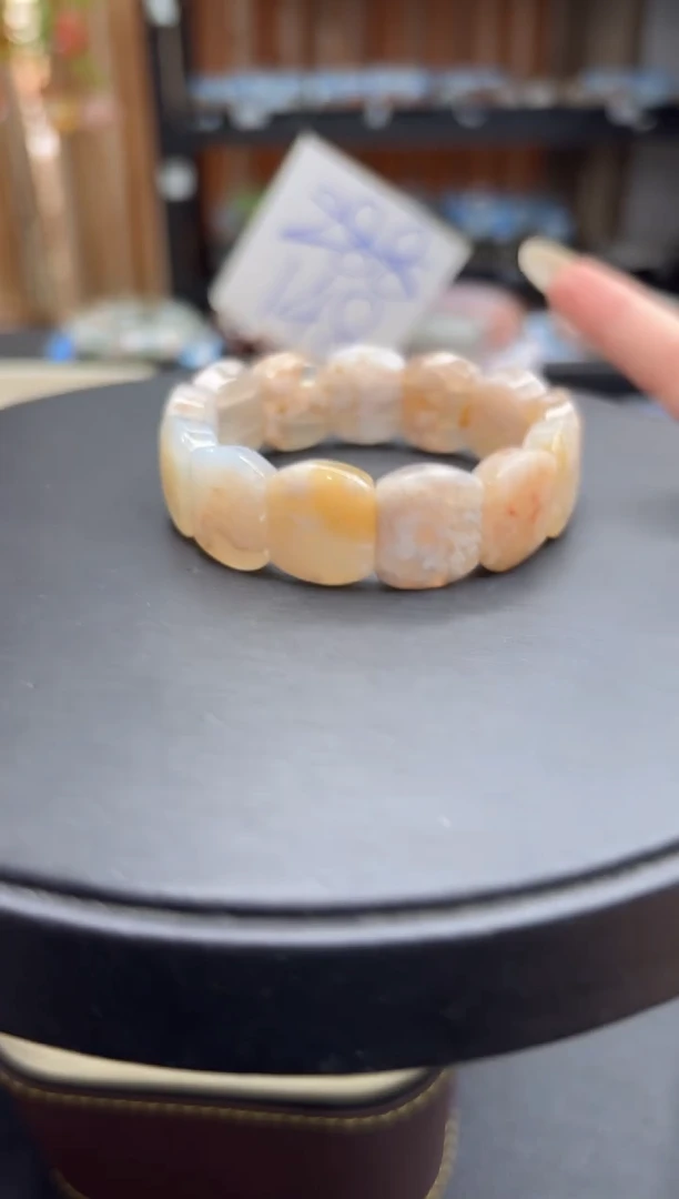 未镶嵌手串石英质玉C298樱花手牌微瑕