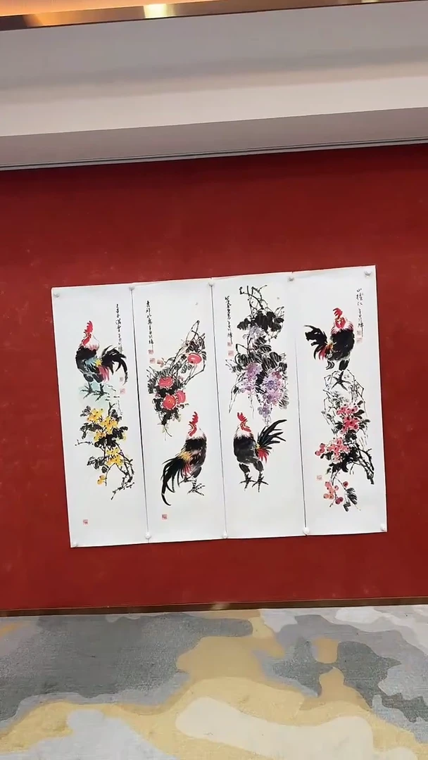 国画9.22-严选-颜新辉-写意四条屏鸡-C10