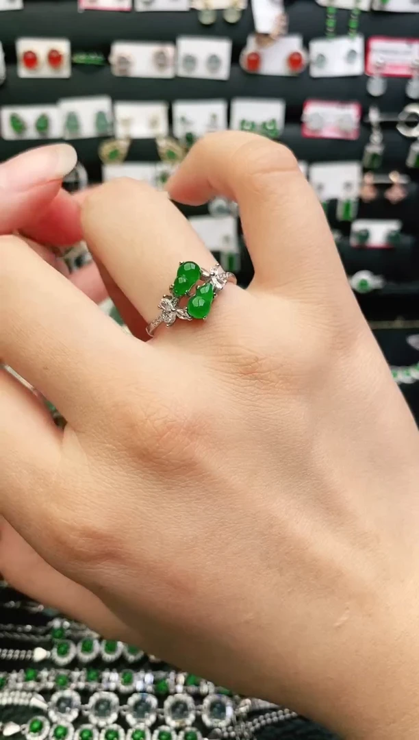 翡翠戒指银S925镶嵌1