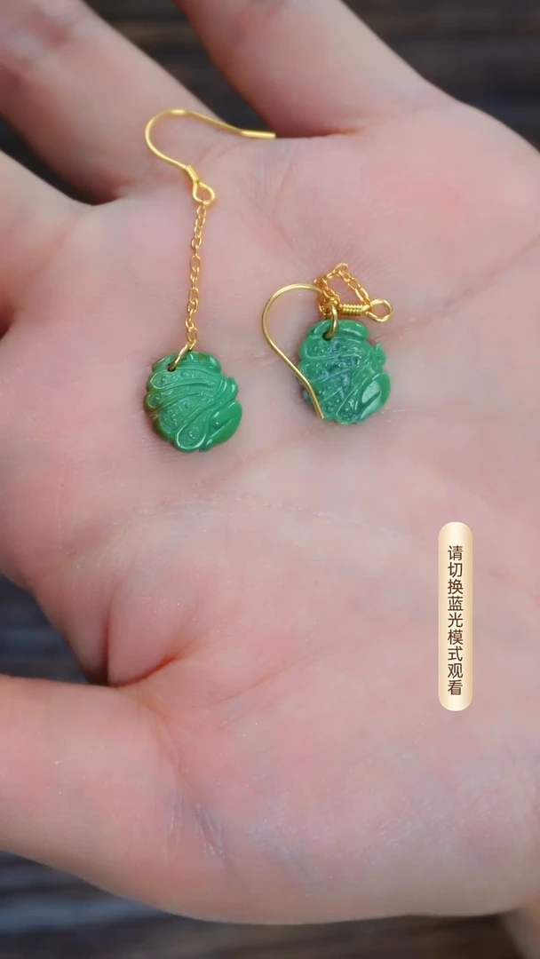 银S925镶嵌绿松石耳环多样性发一