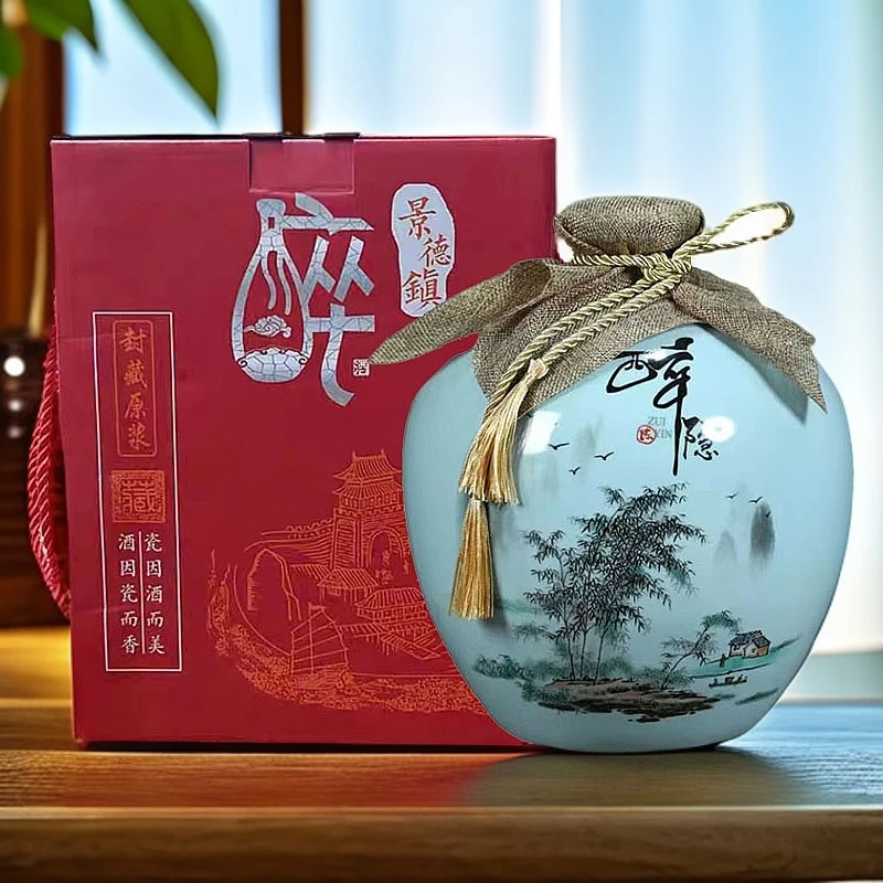 卡卡目空瓶子5斤酒壶陶瓷家用密封白酒瓶带包装酒坛子酒罐泡酒