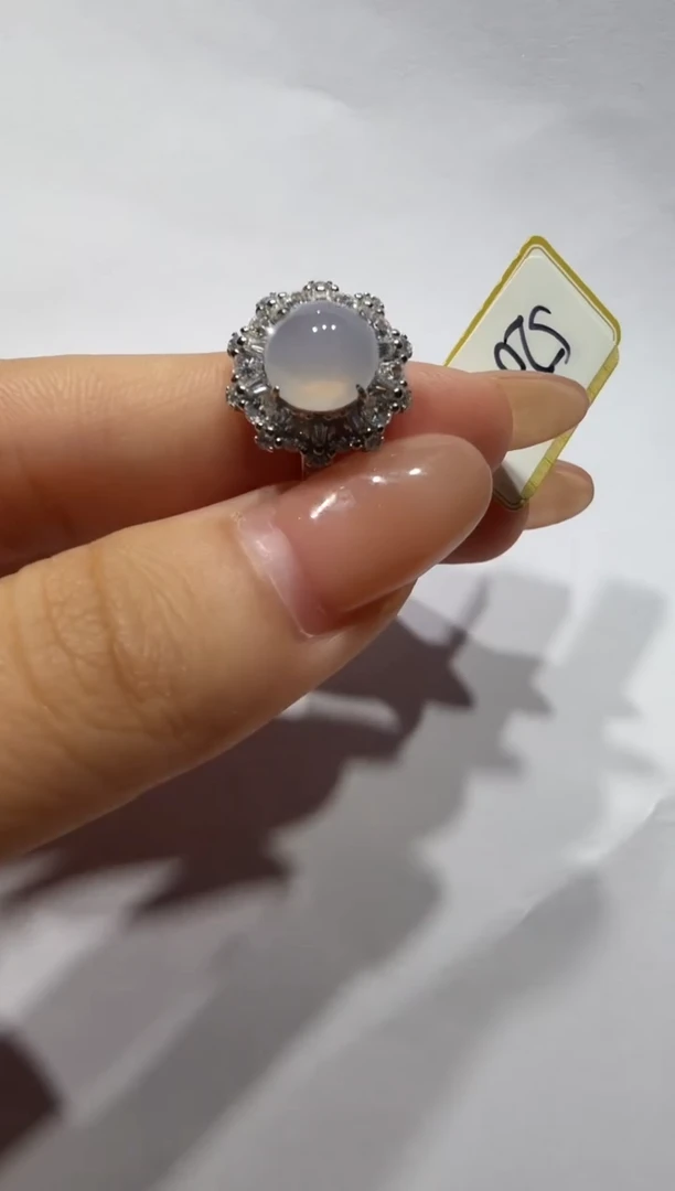 银S925镶嵌戒指翡翠925银镶缅甸A货翡翠戒指