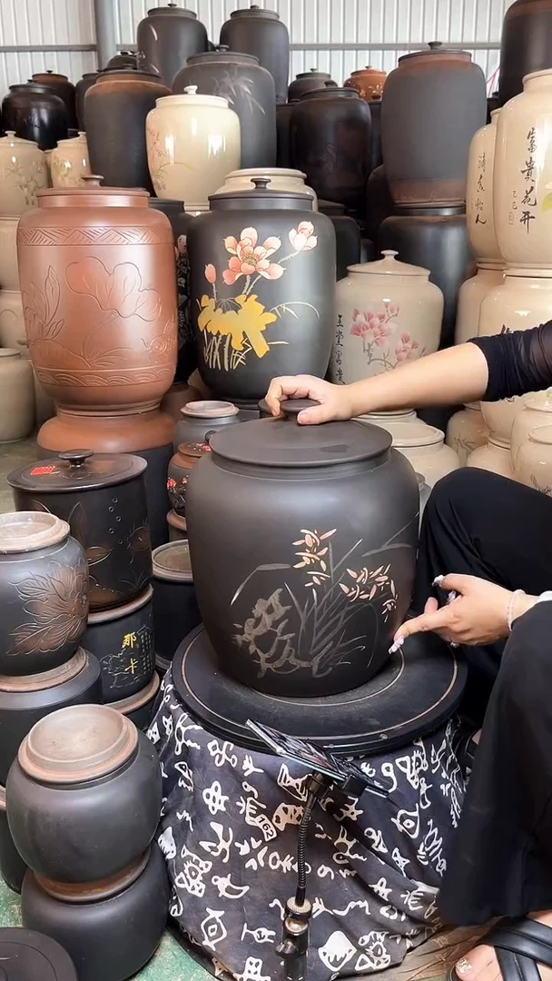 罐瑕疵小茶缸高35cm 彩填   573