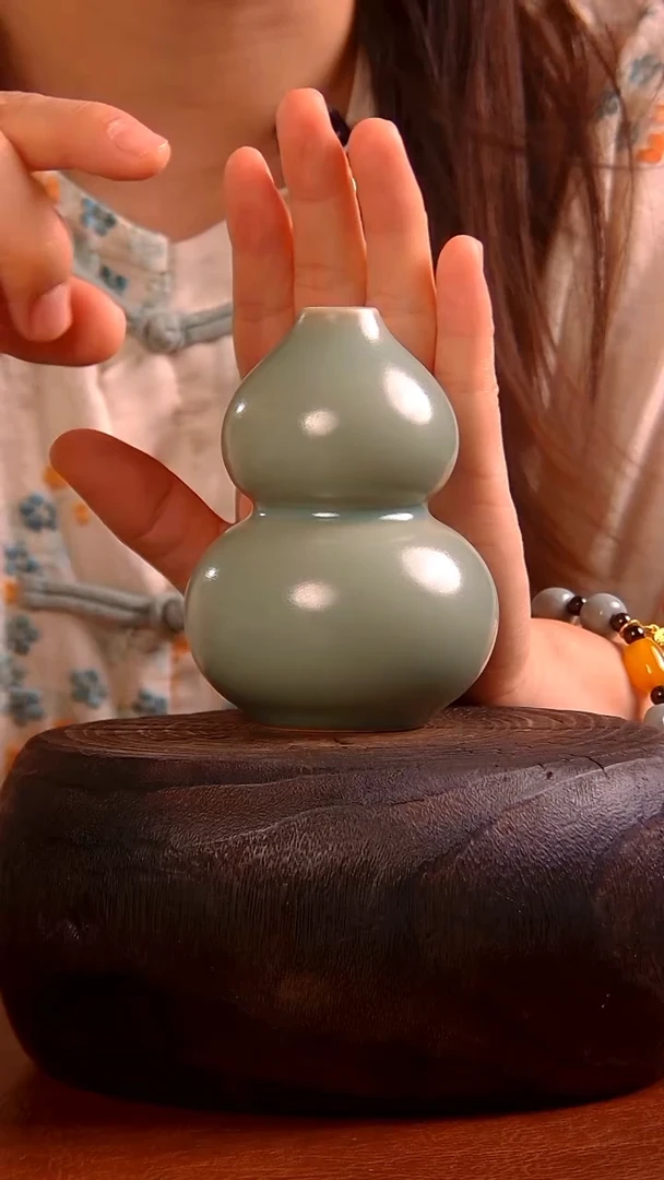 瓷片487青绿釉迷你葫芦