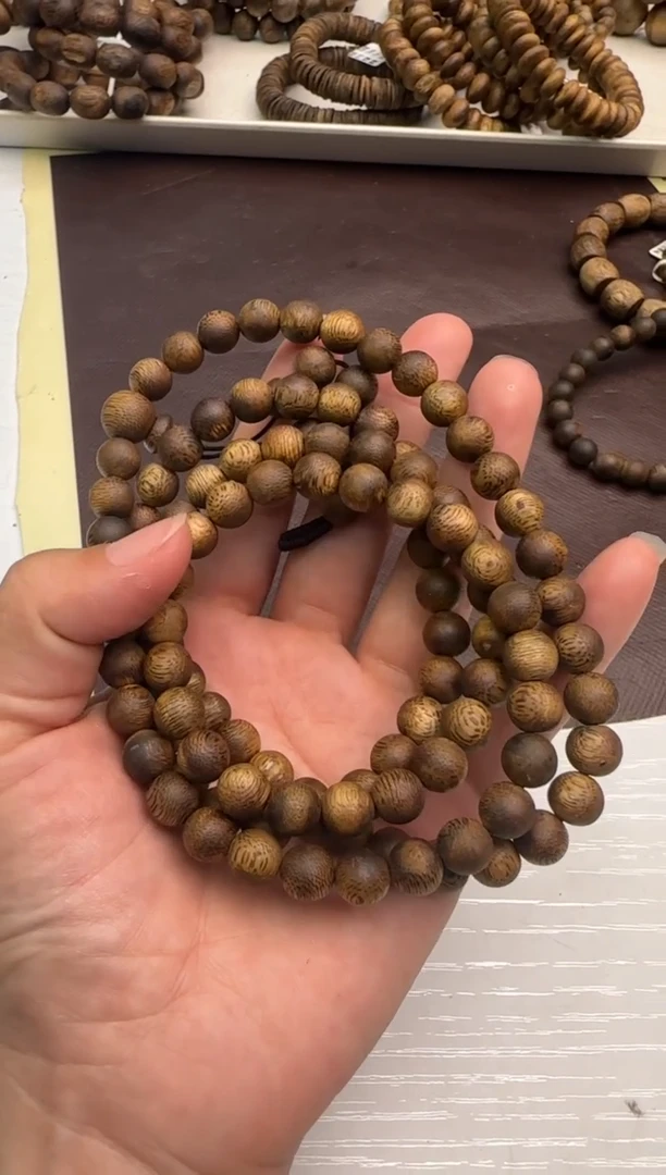 【闪购商品】沉香手串99沉莞香虫漏圆珠7mm108颗一件发货