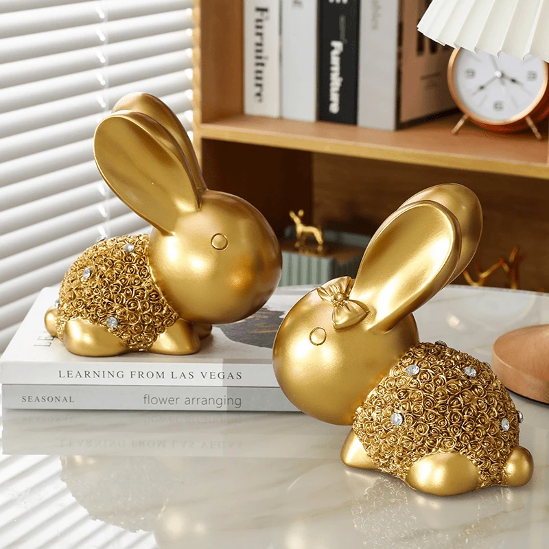 现代创意萌兔摆件创意桌面家居客厅玄关电视柜新婚闺蜜礼物