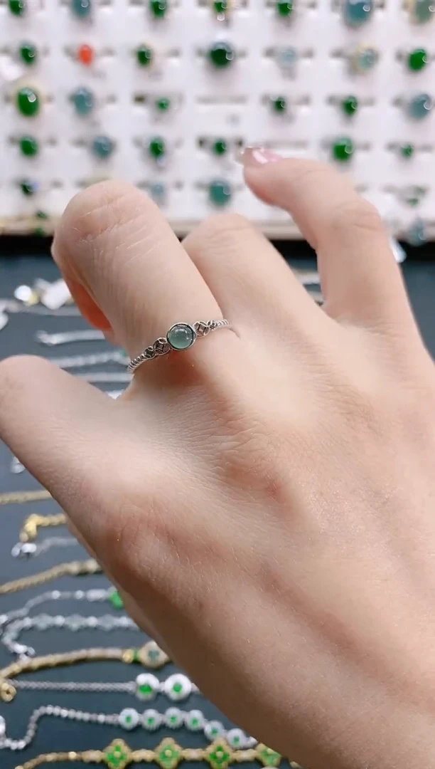 【闪购商品】翡翠戒指银S925镶嵌天然翡翠