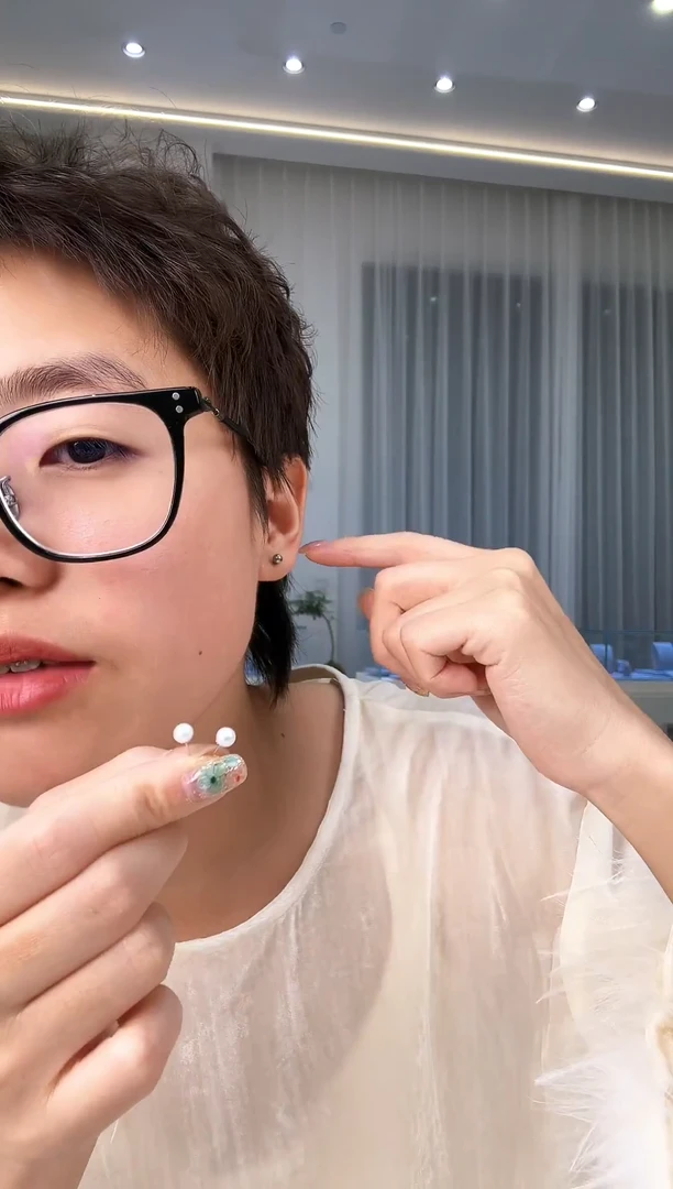 银S925镶嵌耳饰淡水珍珠银款淡水爱迪生珍珠耳钉3-4mm