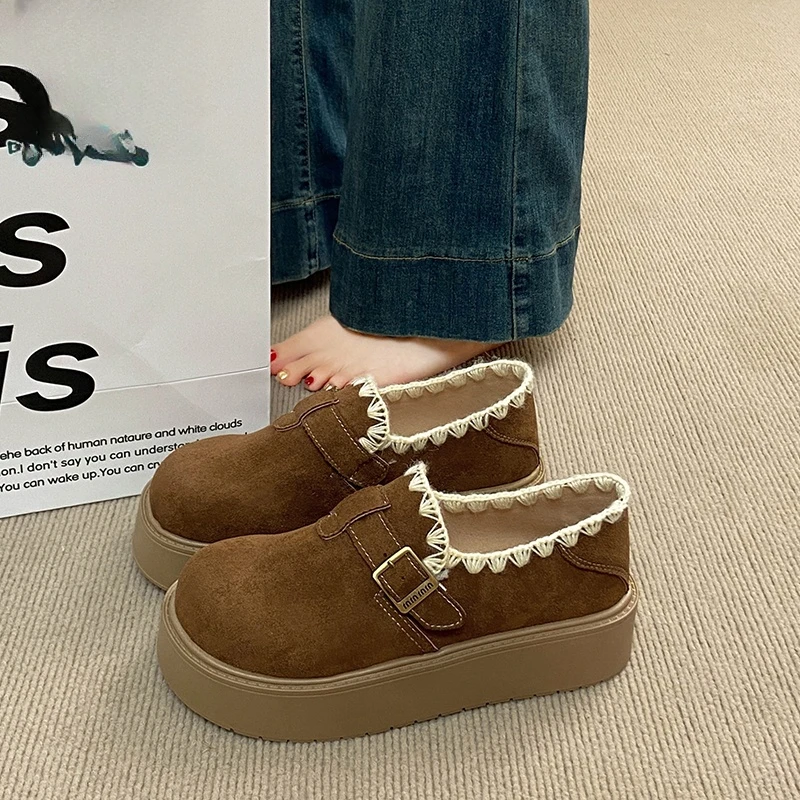 复古厚底勃肯鞋女2025秋季新款百搭一脚蹬乐福鞋时尚舒适增高单鞋