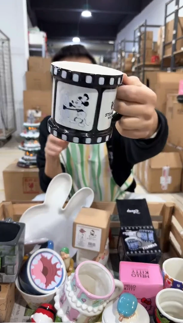 瓷片原盒米奇胶片水杯