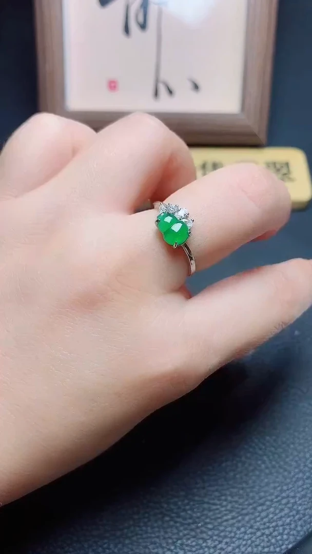 银S925镶嵌戒指翡翠天然翡翠A货s925银镶