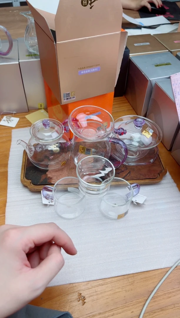 禾器清莲壶浅紫+禅语盖碗浅紫+澄然茶海浅紫+清禾杯浅紫+茶漏浅紫