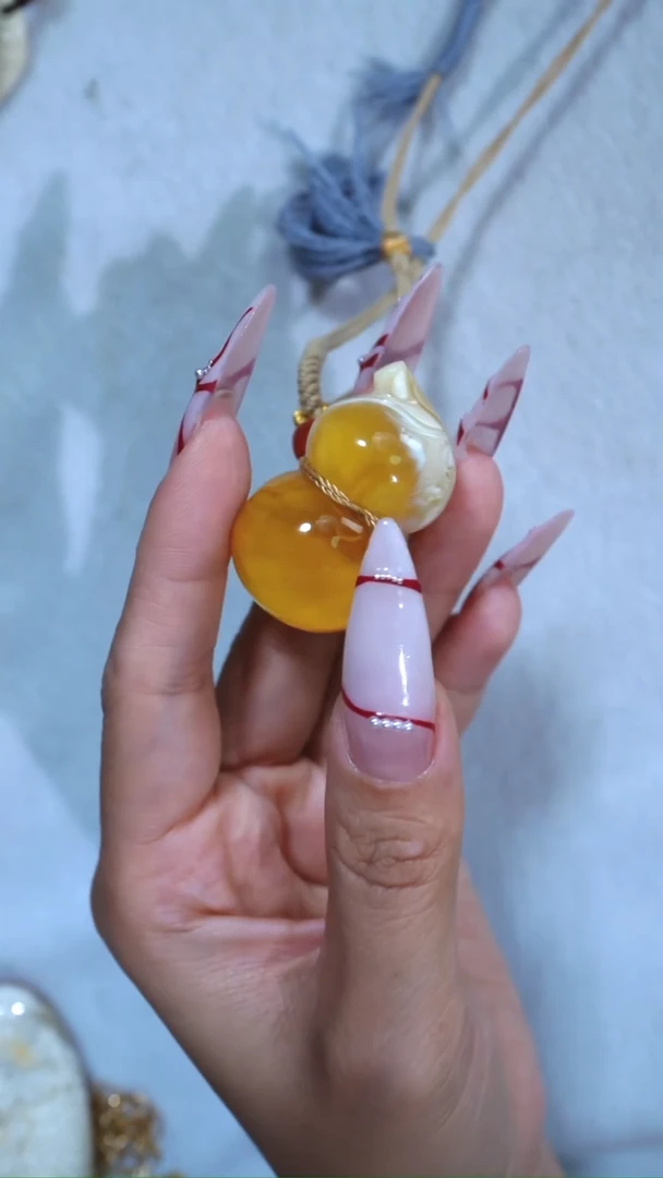 手链琥珀未镶嵌典藏级15.8g金瓷白溶洞拉丝葫芦