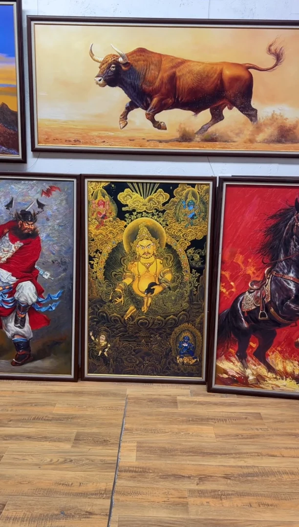 油画吴*。黄财神带框定制定制定制定制