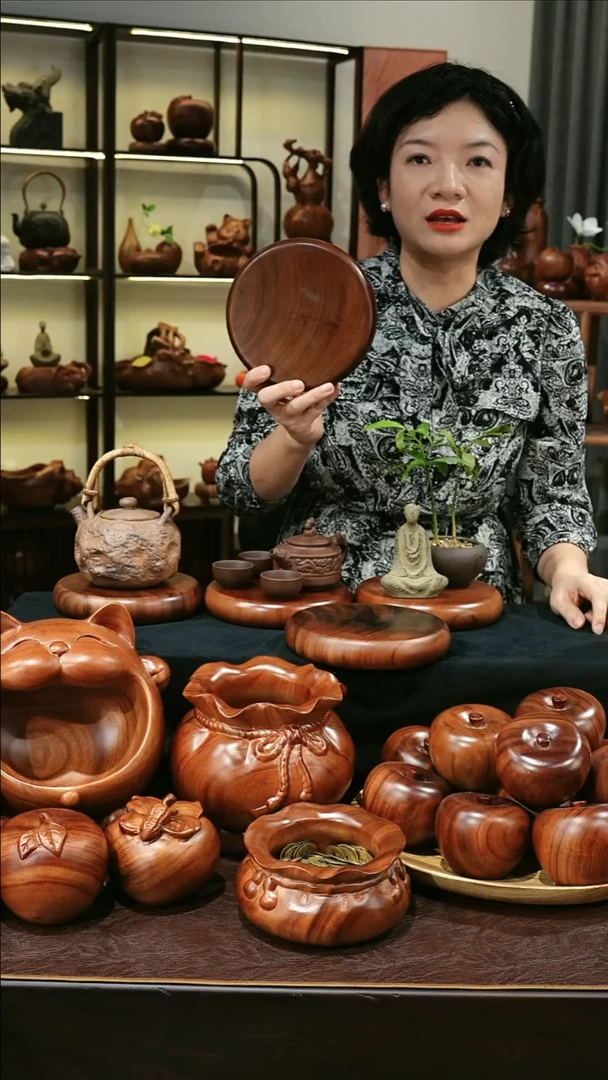 木18公分MB061-3福鼓底座摆件超大号微瑕随缘发其一261