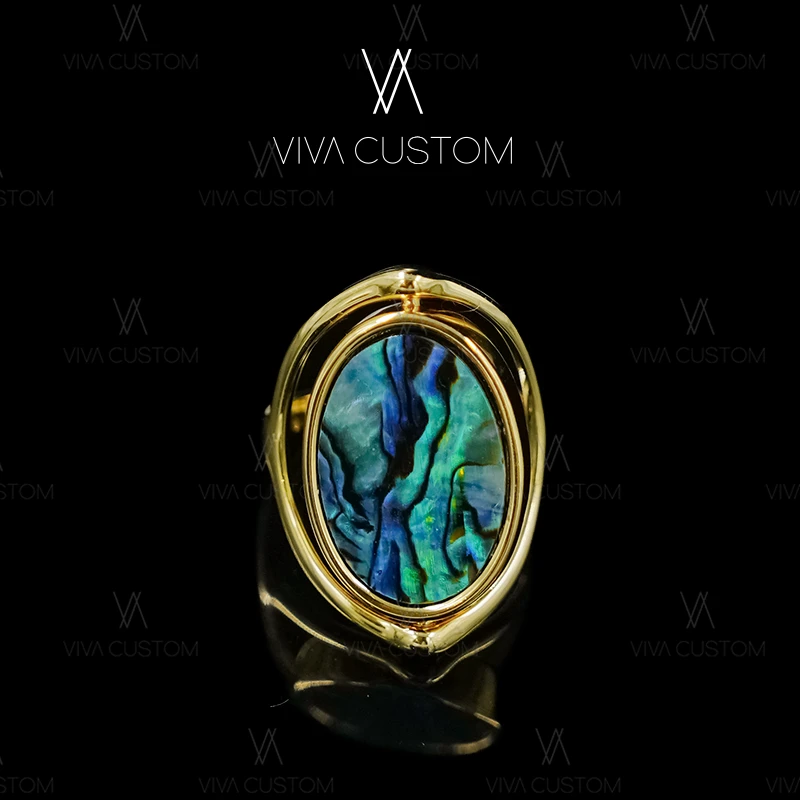 铜合金戒指 鎏金岁月系列 小众设计感欧美翻转贝壳戒指