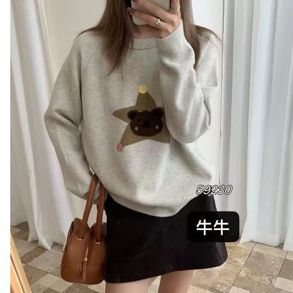 【牛牛】闭眼入~百搭圆领卡通熊毛衣