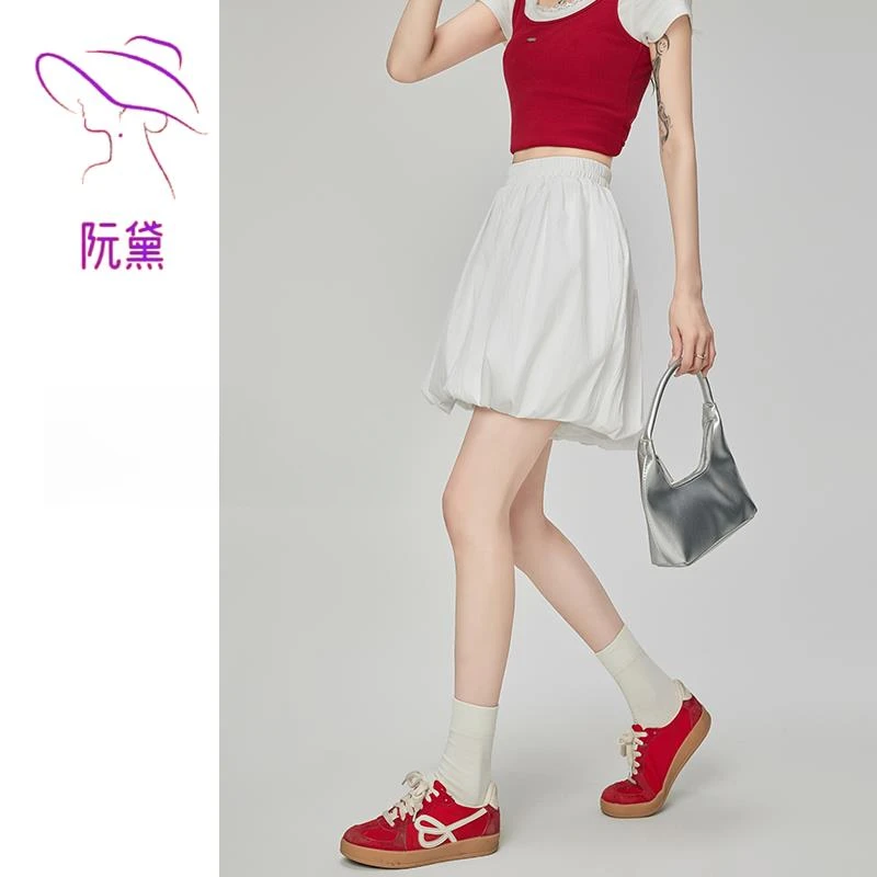 阮黛花苞裤裙女2025春夏秋高腰宽松a字蓬蓬短裙小个子阔腿短裤潮