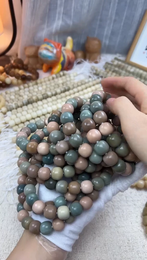 手串菩提根/象牙果14奶蓝蓝低抛无蜡发一条0415