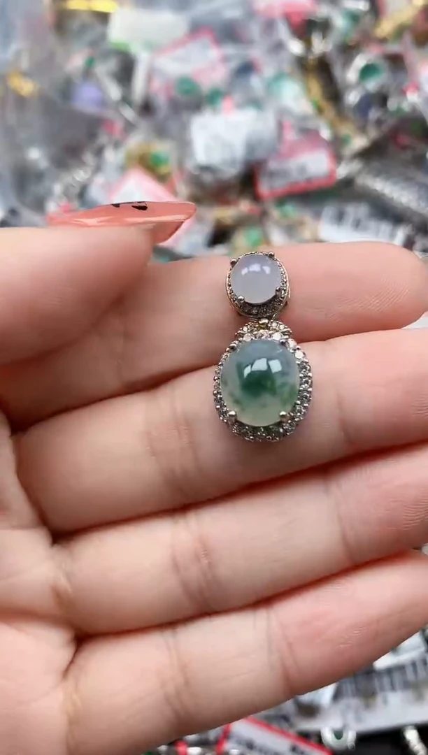 银S925镶嵌戒指翡翠天然A货缅甸翡翠