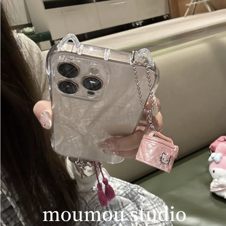创意猫耳朵猫咪包挂件适用iPhone16Promax手机壳15pro挂件14简约