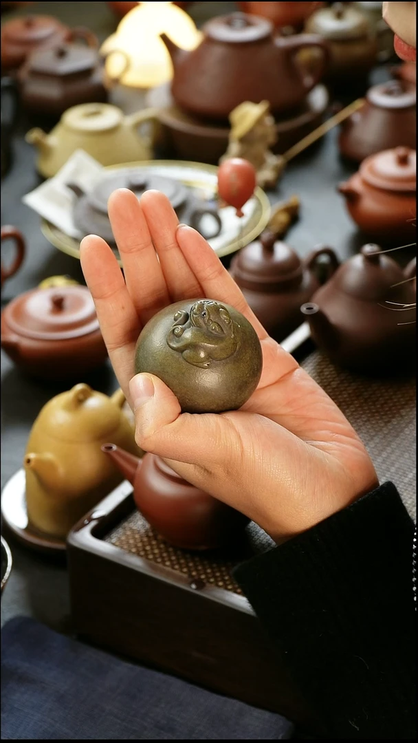 茶壶紫砂铃铛貔貅手把件