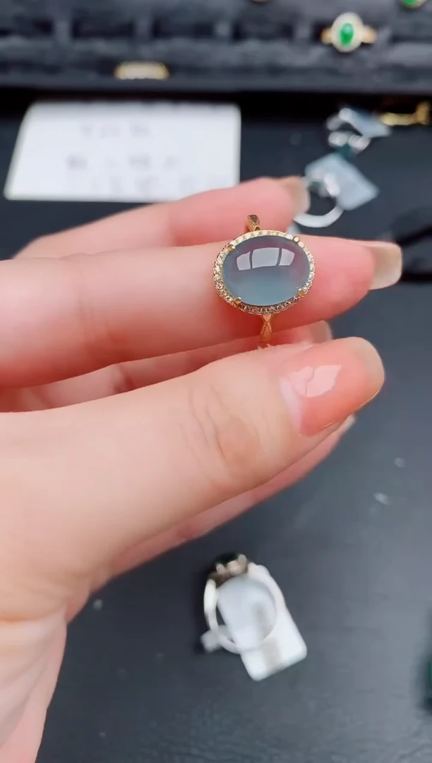 翡翠戒指银S925镶嵌天然a货翡翠468