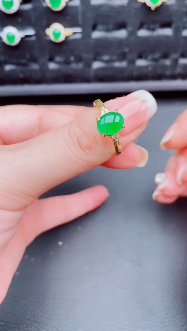 翡翠戒指银S925镶嵌天然a货翡翠93