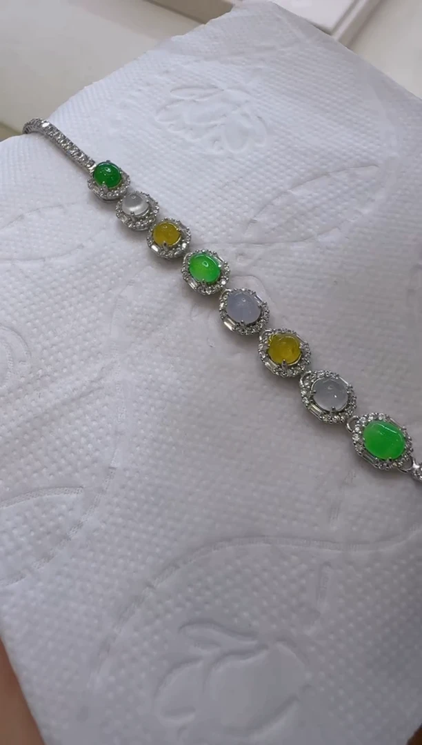 银S925镶嵌手链翡翠多样性团购发一件