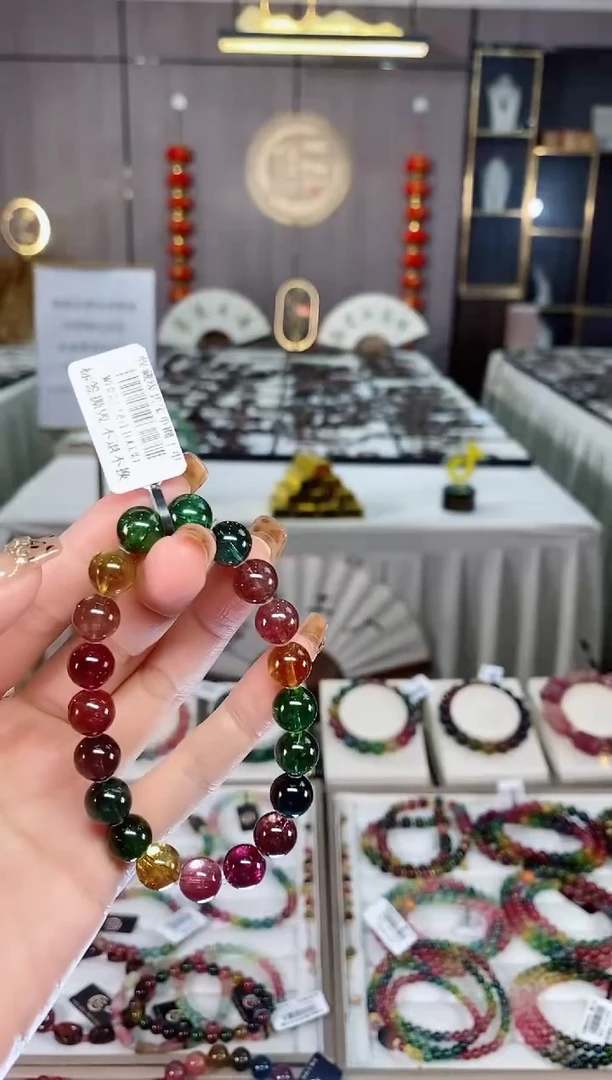 收藏级老矿色标彩虹净体单圈手串9mm+未镶嵌碧玺dan一物一证