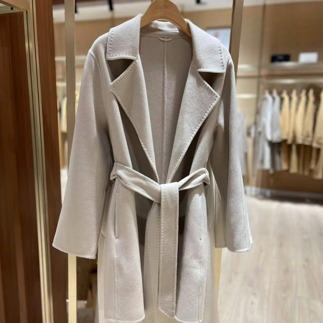 曼诺丹尼 五大金刚Manuela山羊绒女士气质短款翻领双面呢大衣