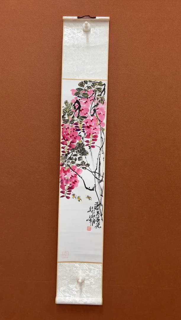 国画李文峰卷轴花鸟（白）-随机发货