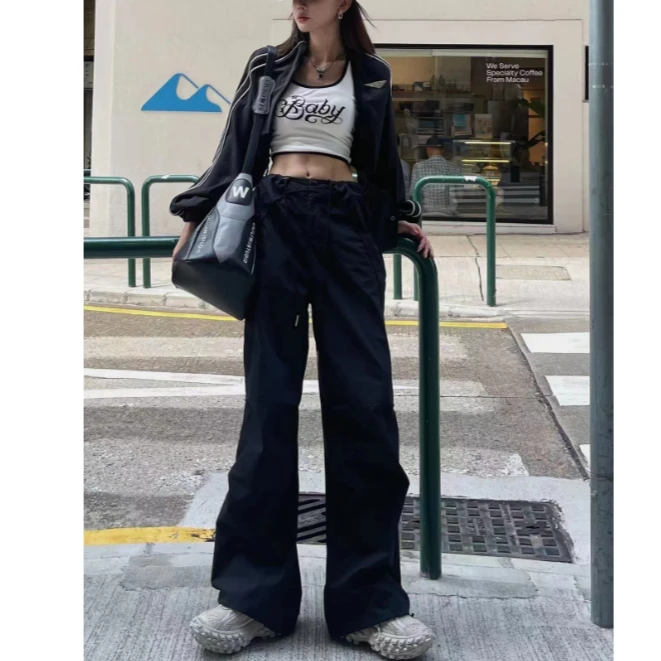 婉君【街头复古】秋款休闲ins显瘦直筒工装长裤LWJ23C3K739