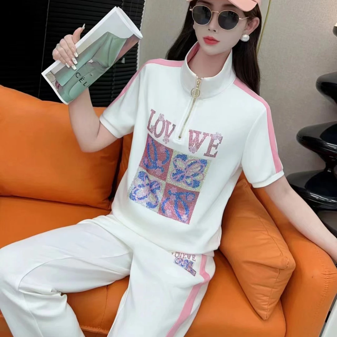 2025夏季新款气质百搭名媛时尚两件套女休闲减龄显瘦洋气套装8805