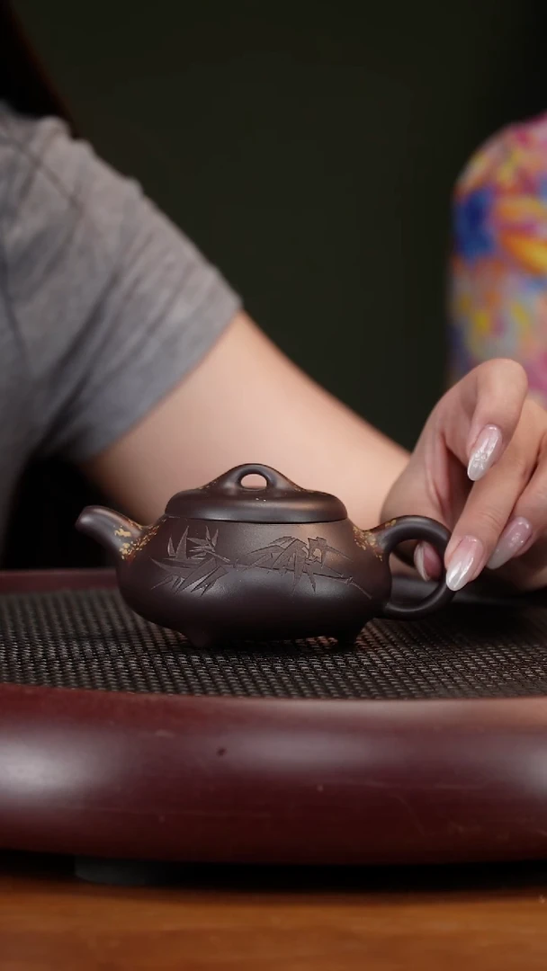 茶壶紫砂96ZCP小汉棠石瓢 黑墩头180cc