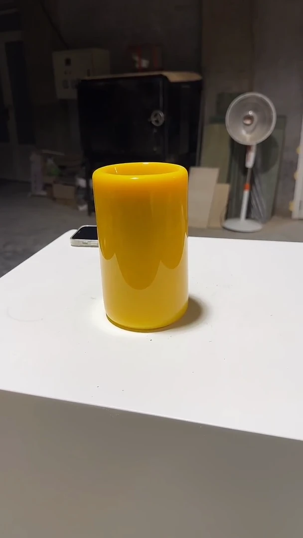 手工艺品琉璃手工琉璃鸡油黄笔筒