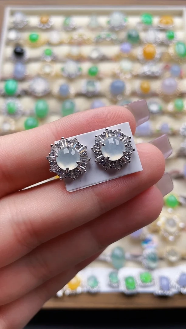 银S925镶嵌翡翠耳饰18