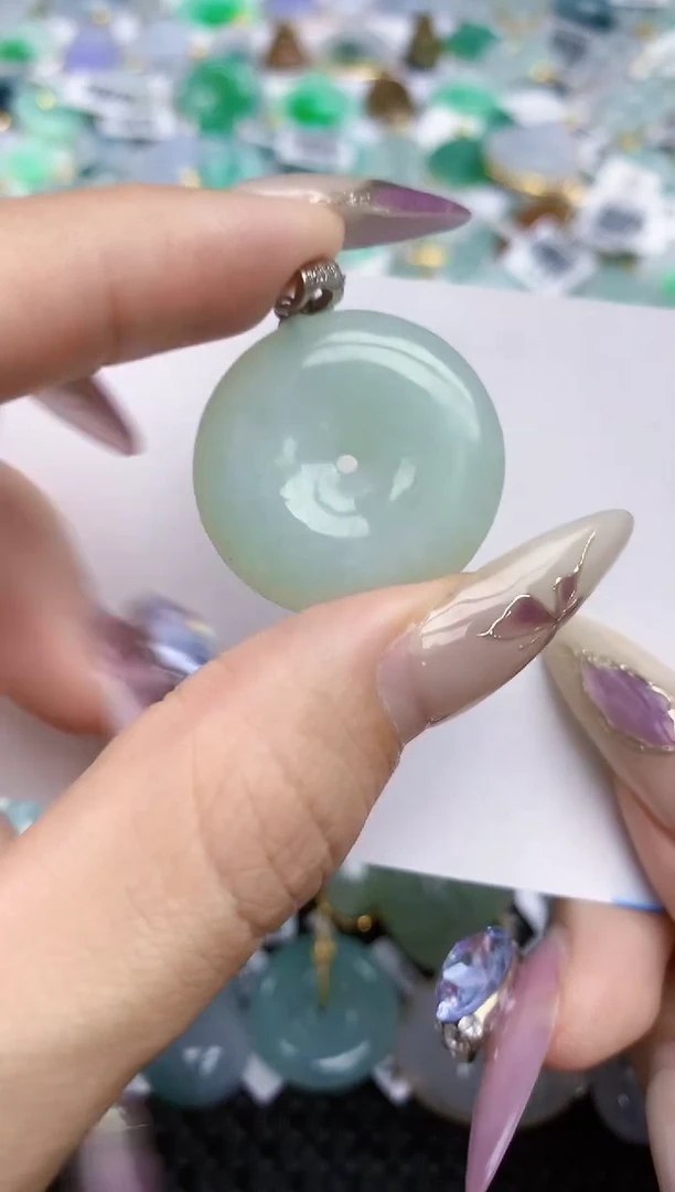 翡翠挂件银S925镶嵌10   天然翡翠A货