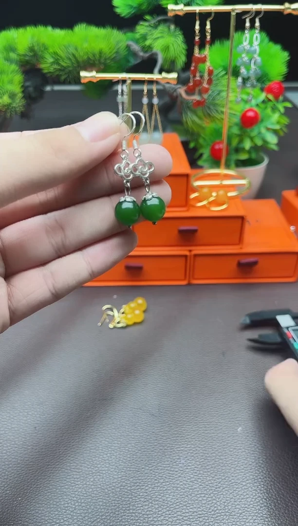 玛瑙/玉髓耳饰银S925镶嵌532