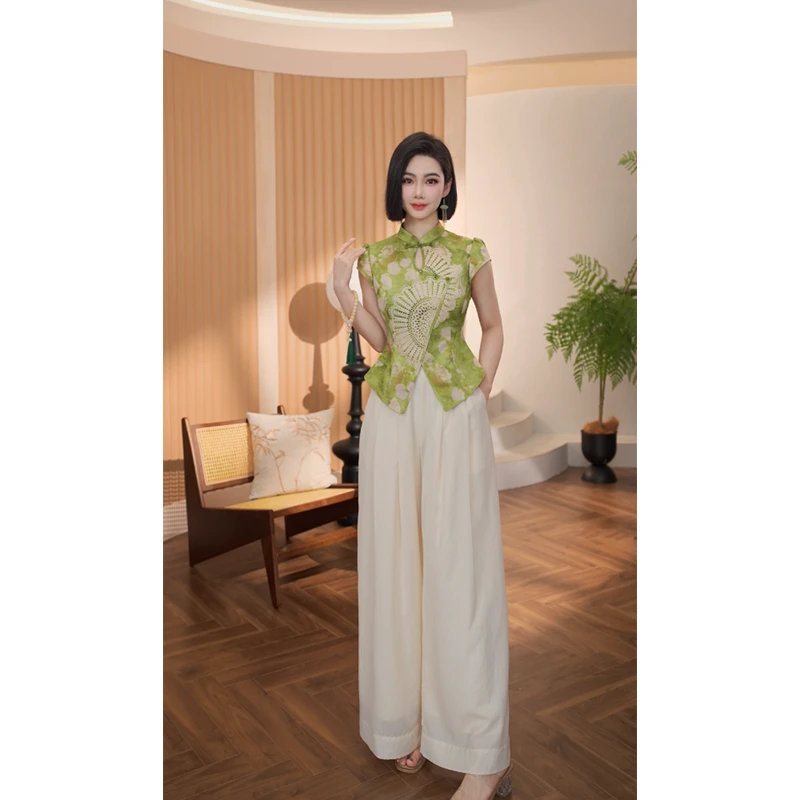 〈纪朵研〉0973夏季设计感新中式独特漂亮小衫洋气新款优雅裤套