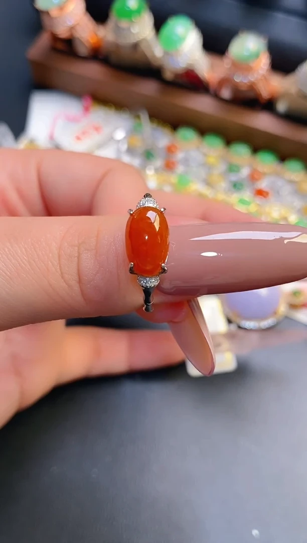 银S925镶嵌戒指翡翠天然