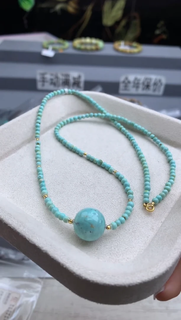 18K金镶嵌绿松石锁骨链茜.D128