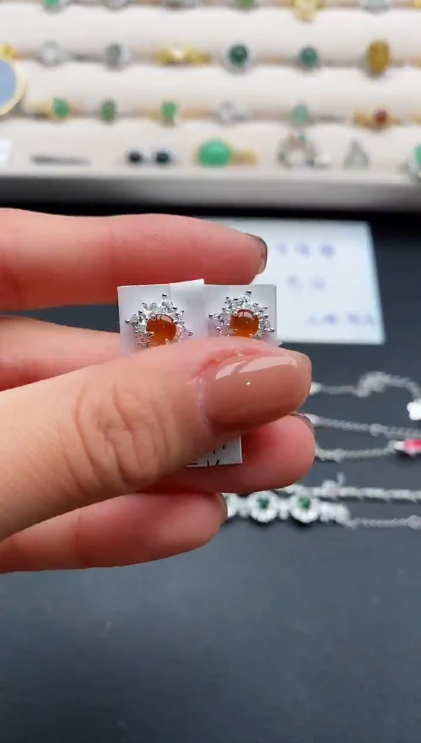 银S925镶嵌戒指翡翠4444444+7