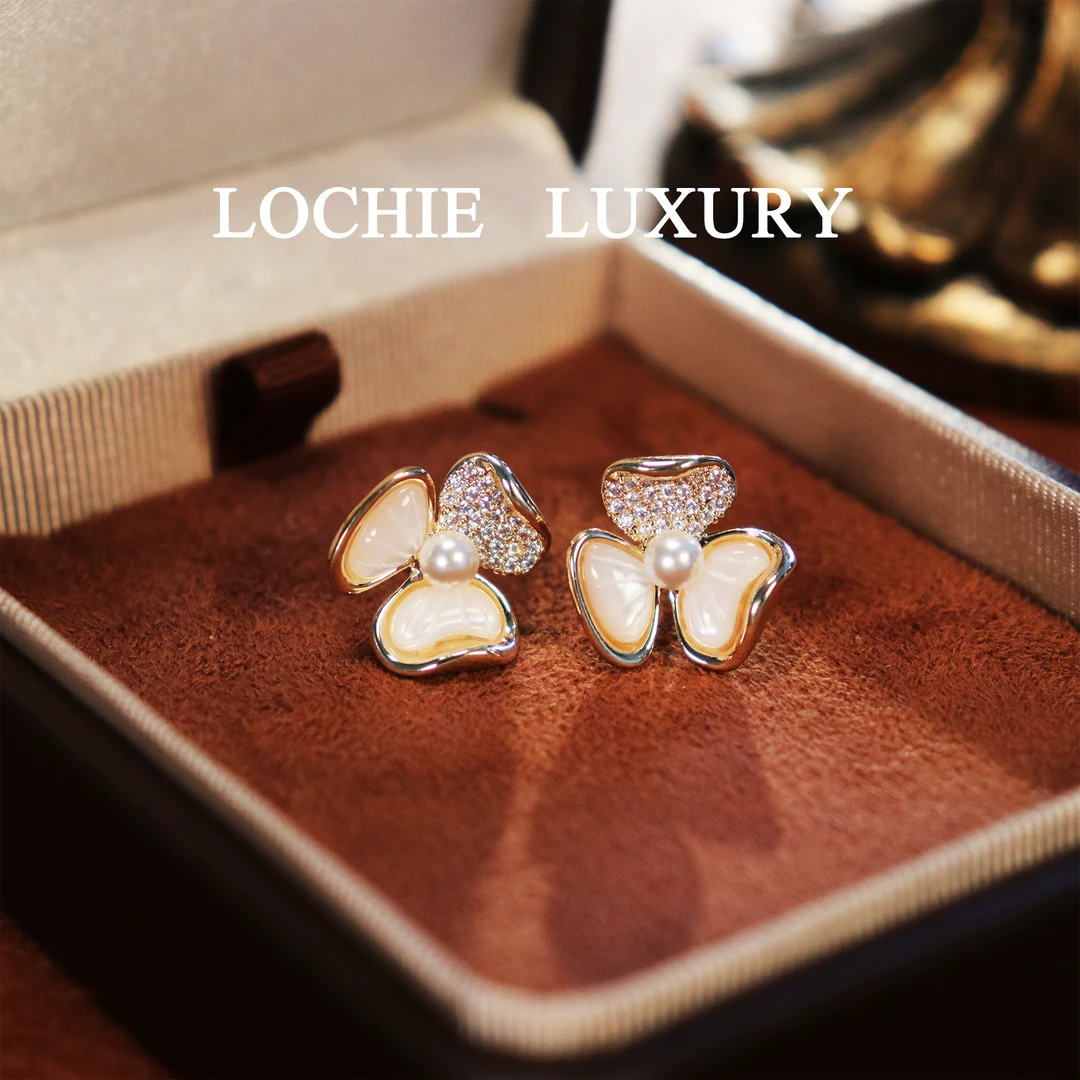 黄铜锆石耳饰 Q085【灵感之语】法式复古百搭轻奢锆石镶嵌小耳钉