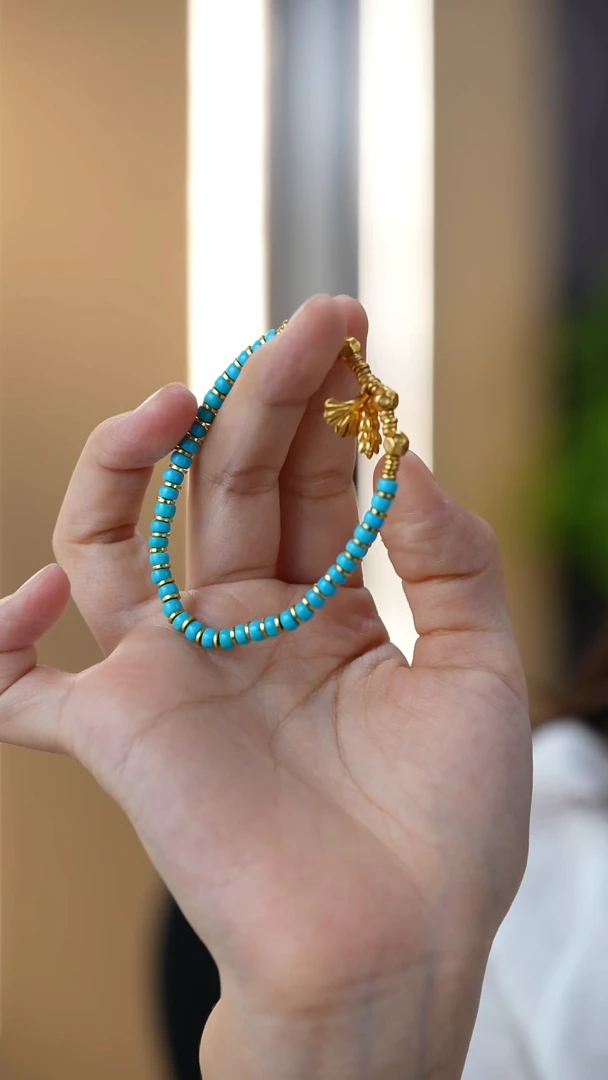 未镶嵌绿松石手串4mm秒拍号6