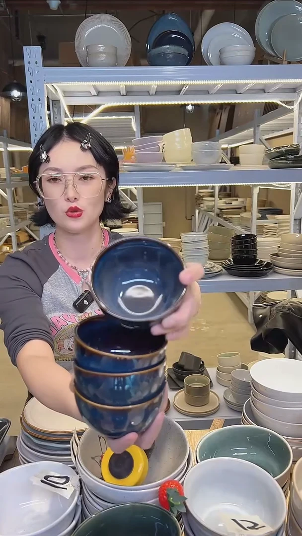 瓷92外贸尾货高温釉下彩陶瓷餐具默认微瑕