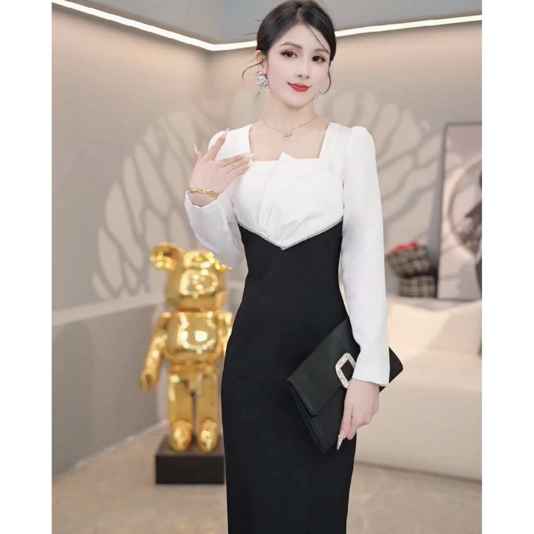 （涂）春秋季法式轻奢小众名媛显瘦气质修身连衣裙2651